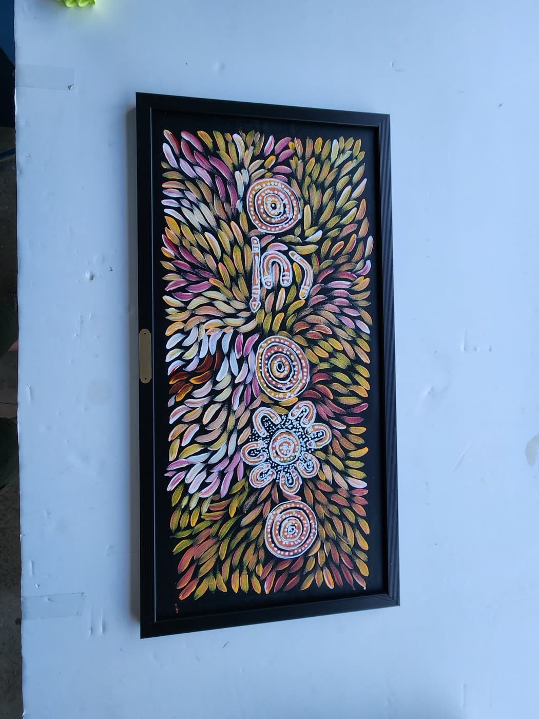 Contemporary abstract artwork in a clean black frame, custom framed by Redhawk Framing Studio in Vancouver, WA