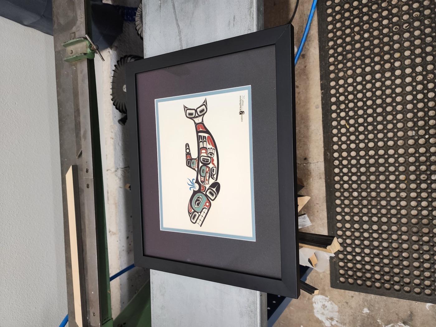 Signed limited-edition Coast Salish fine art print, conservation matted and framed by Redhawk Framing Studio